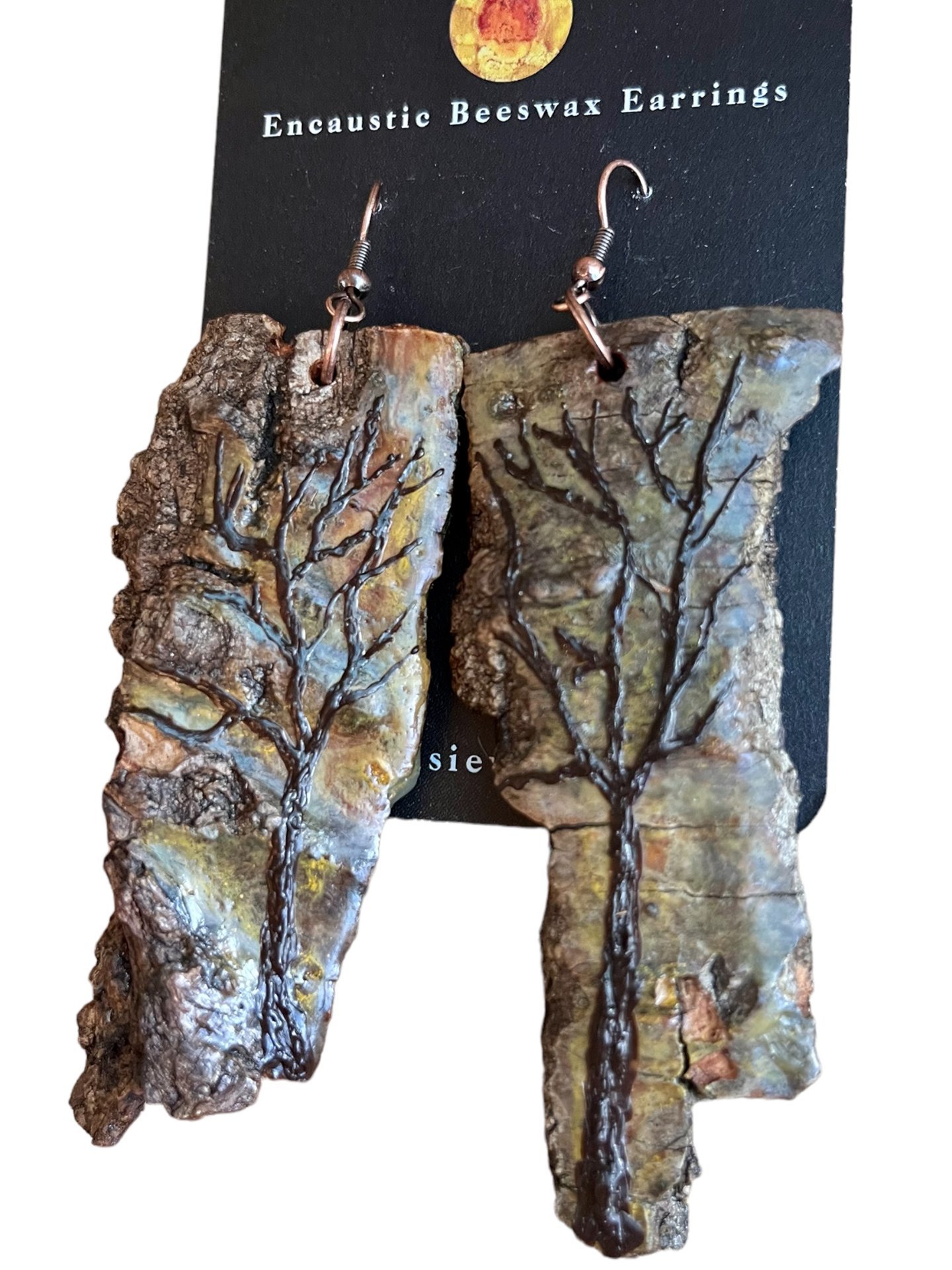 Large Tree Encaustic Earrings