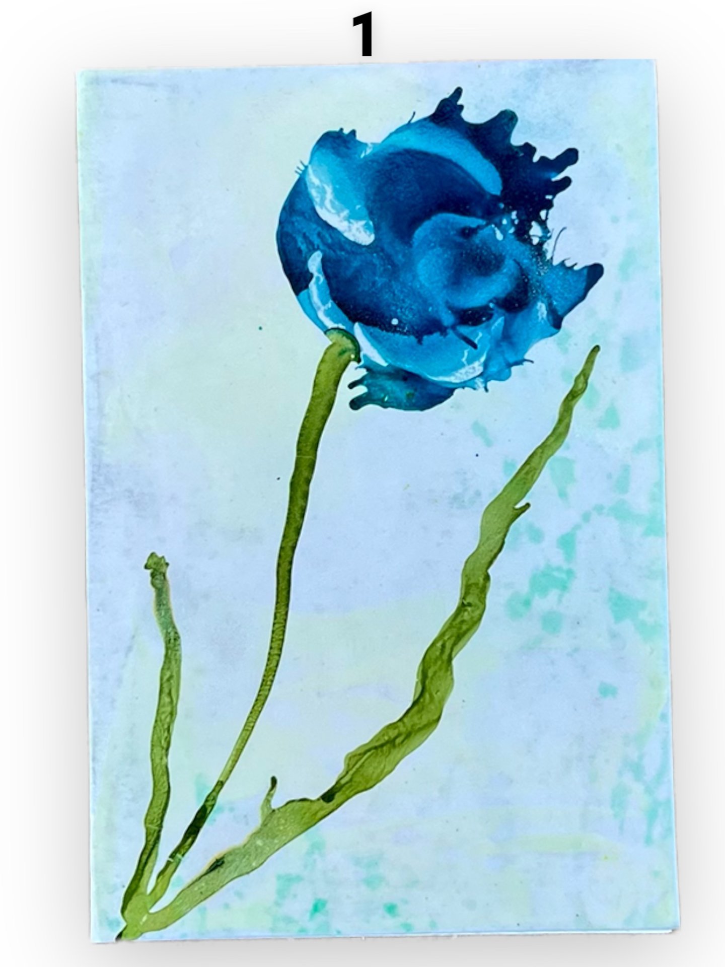 Blue Floral Blank Greeting Cards