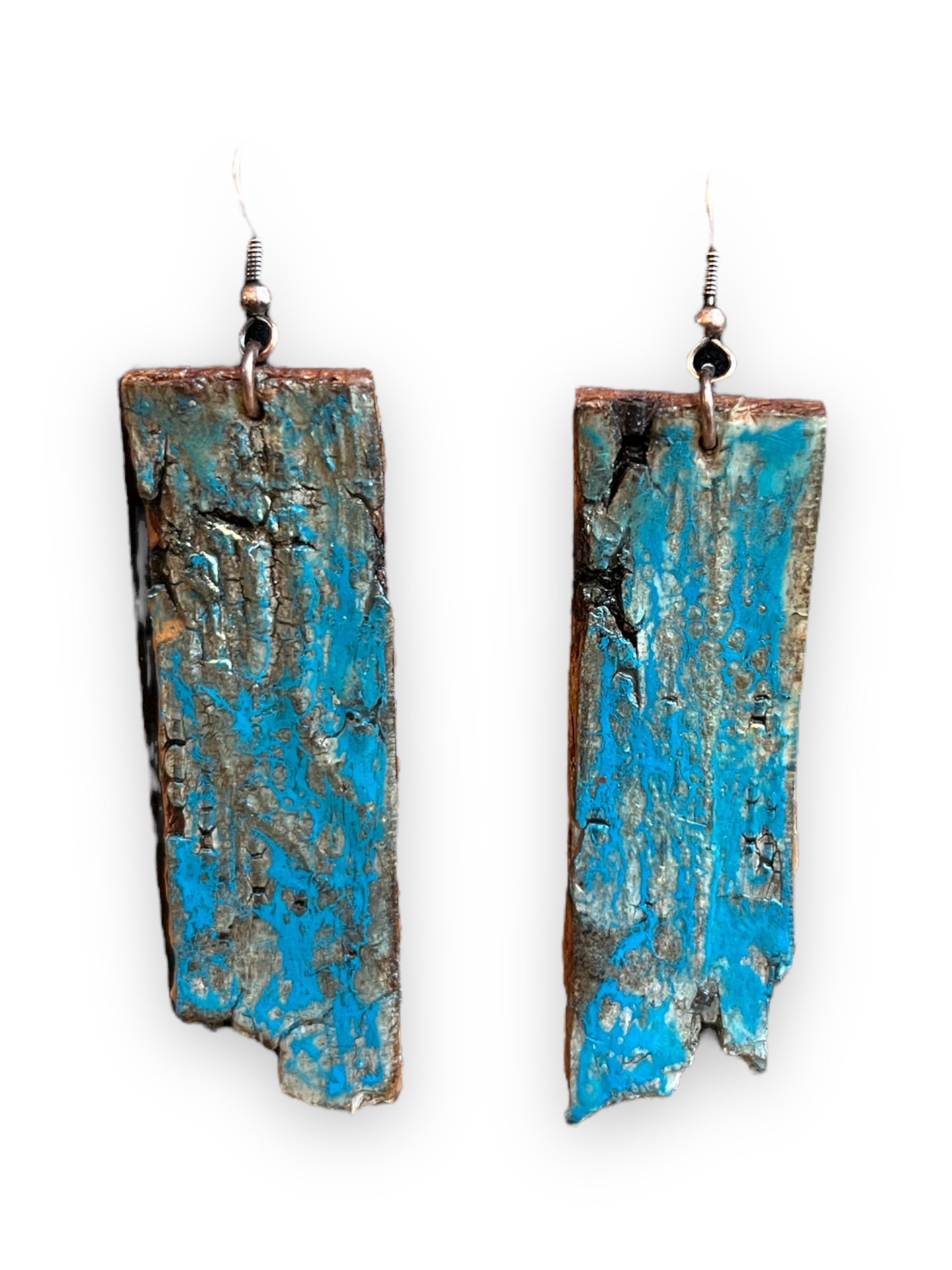 Blue on Birch Bark Earrings