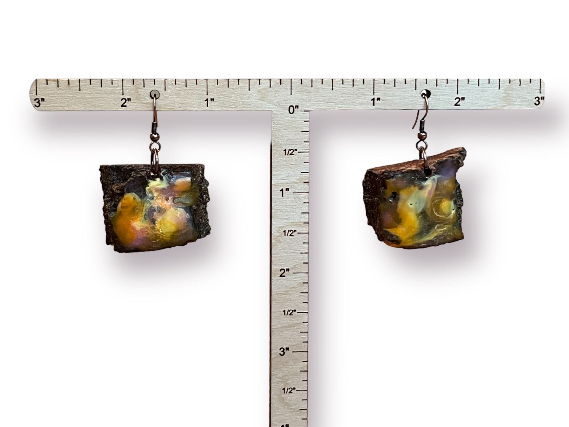 Abstract Yellow Encaustic Earrings