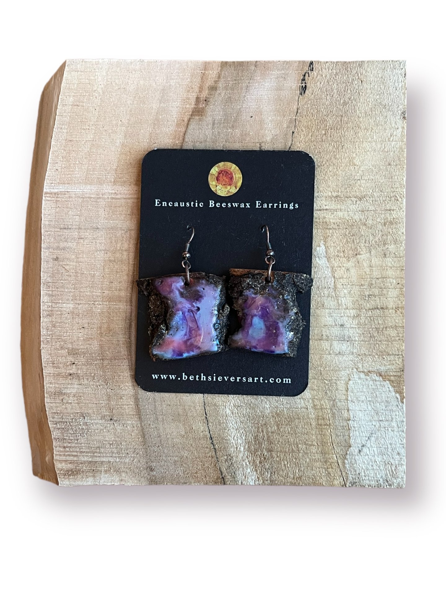 Abstract Pink & Purple Encaustic Earrings