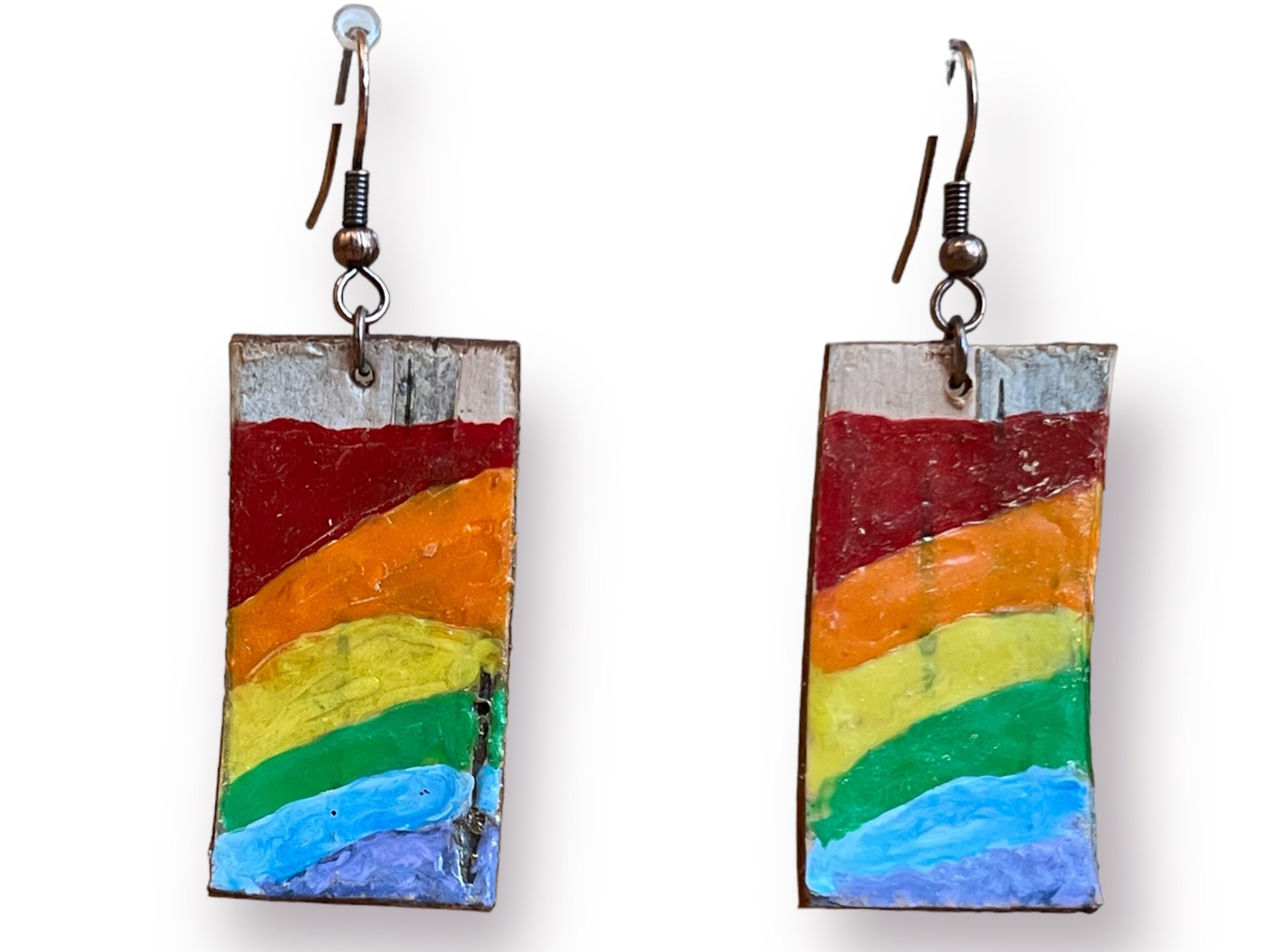 Rainbow Encaustic Earrings