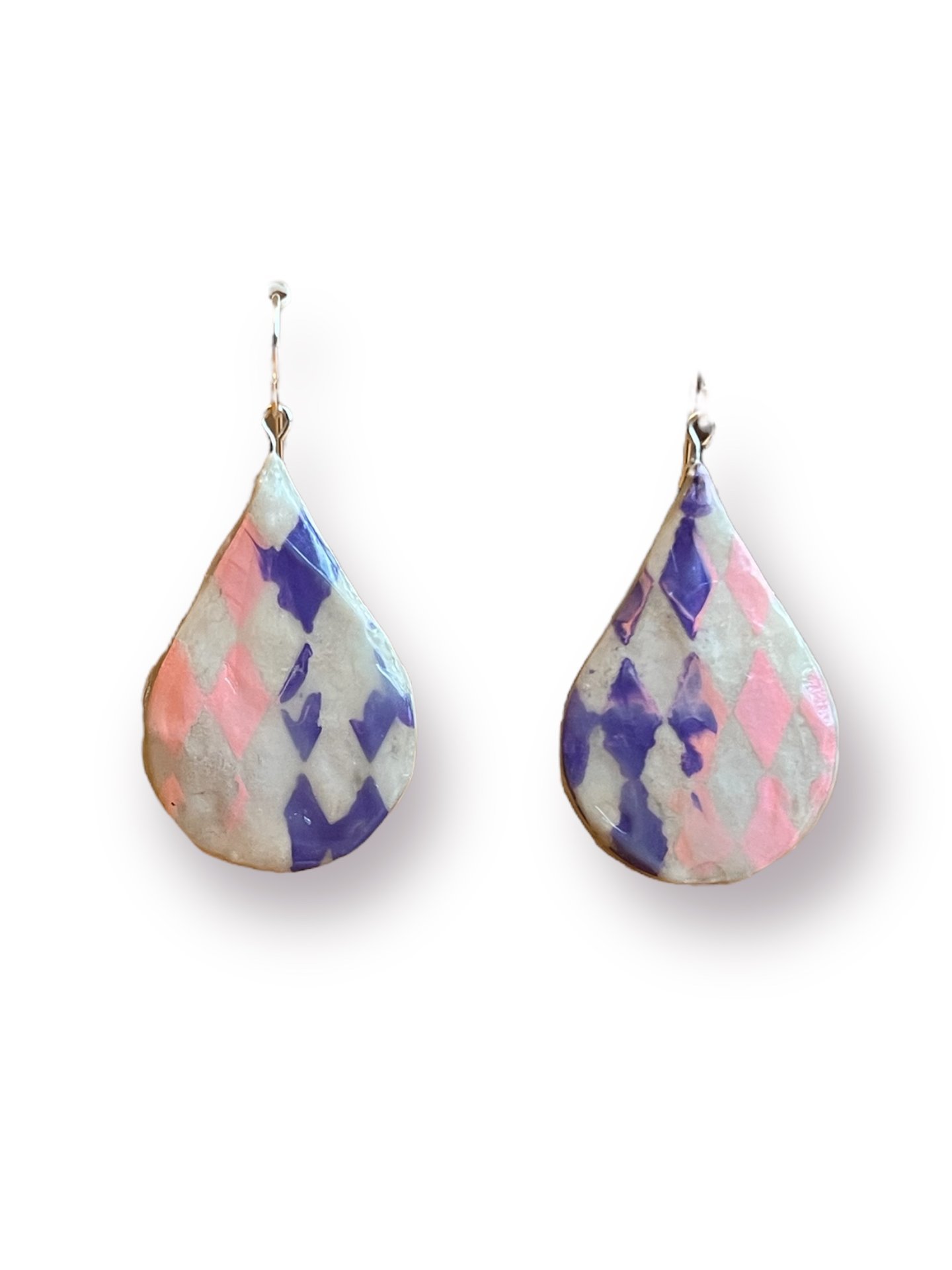 Diamond Teardrops Shaped Encaustic Earrings