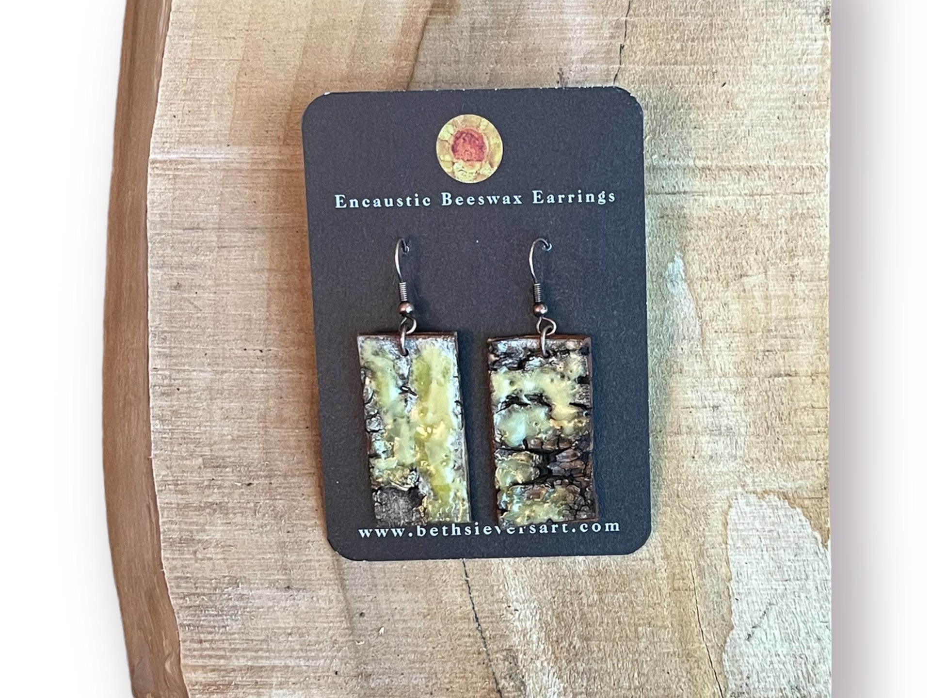 Abstract Yellow Encaustic Earrings