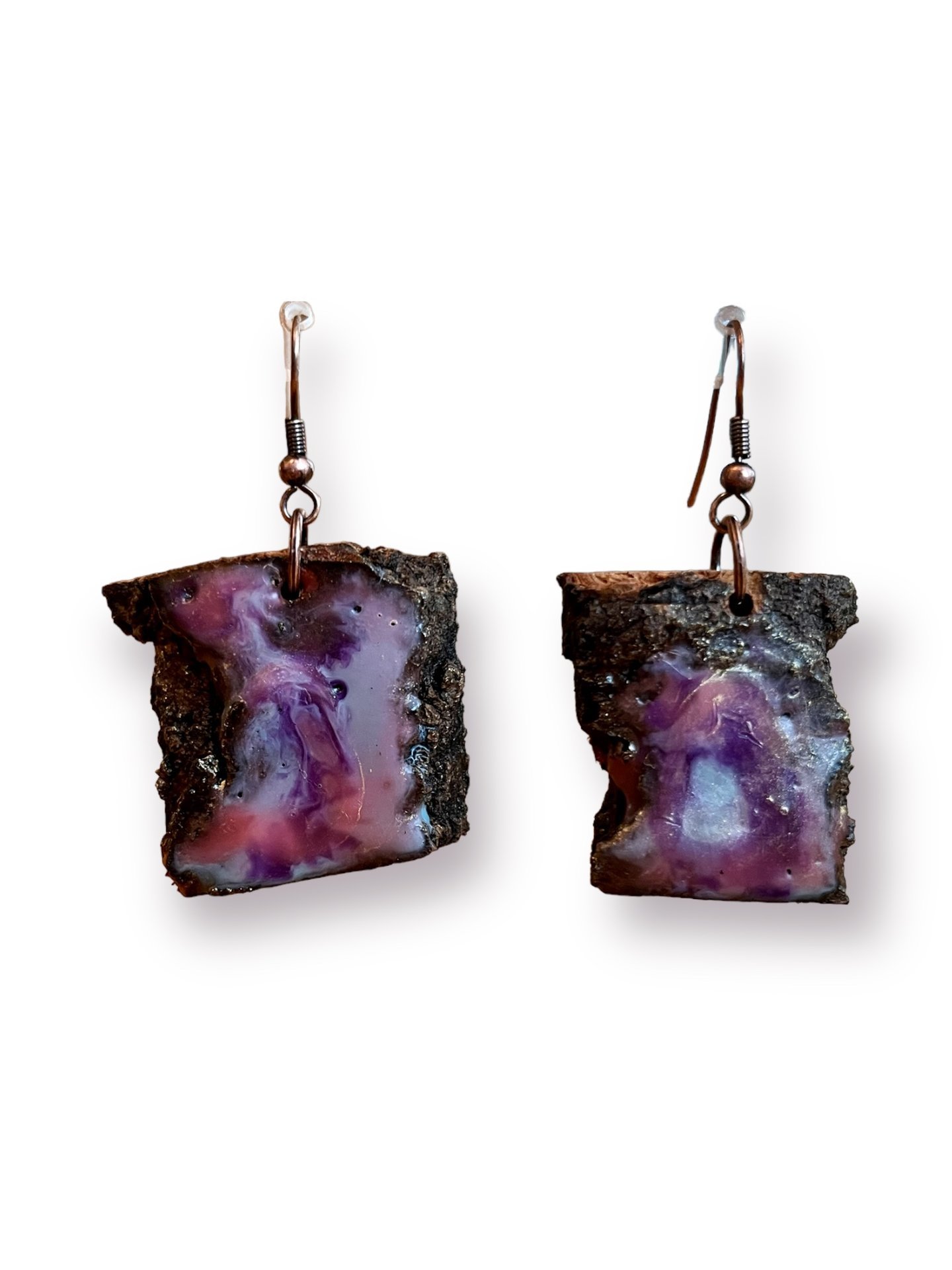 Abstract Pink & Purple Encaustic Earrings