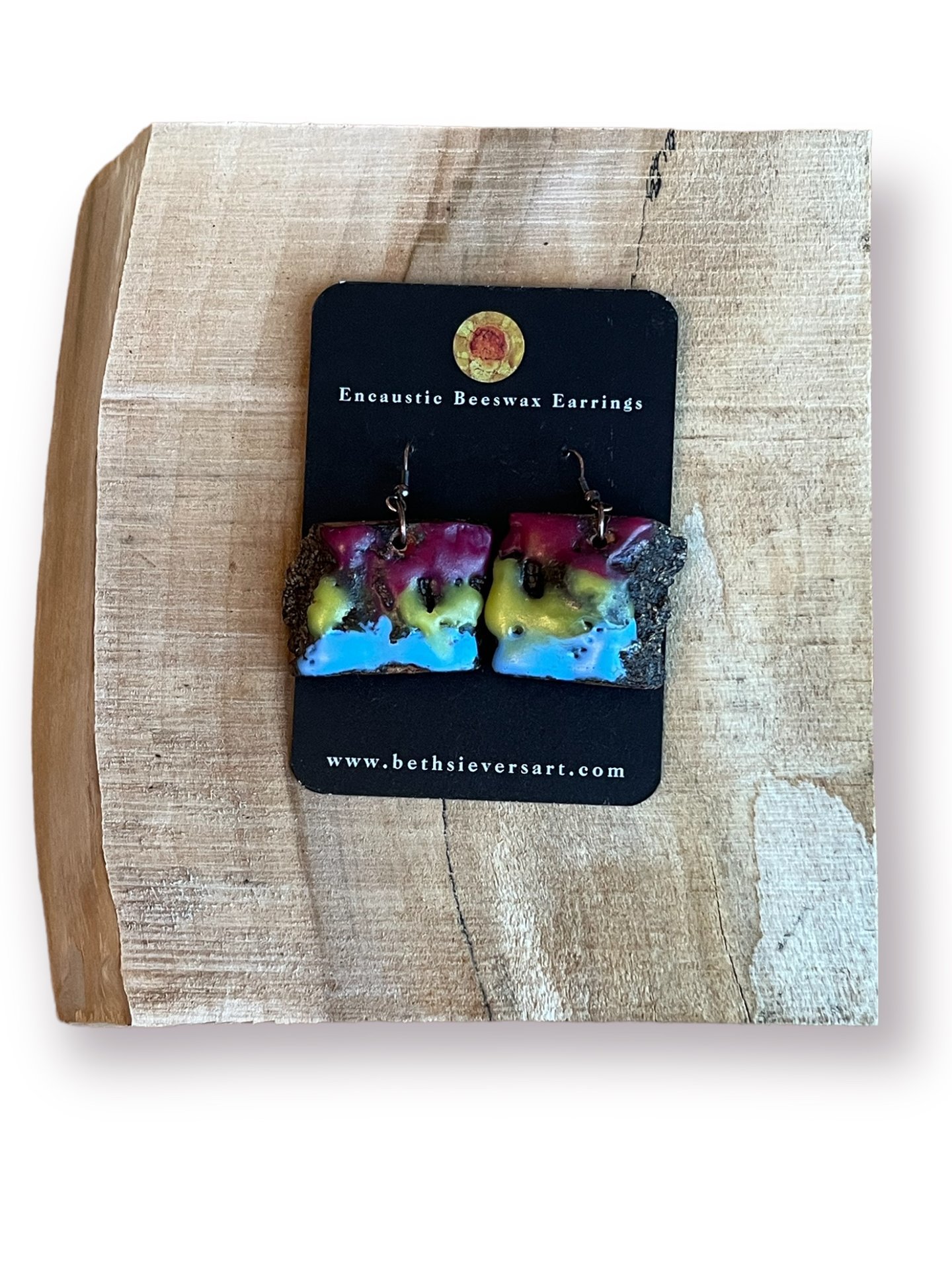 Pansexual Pride Encaustic Earrings