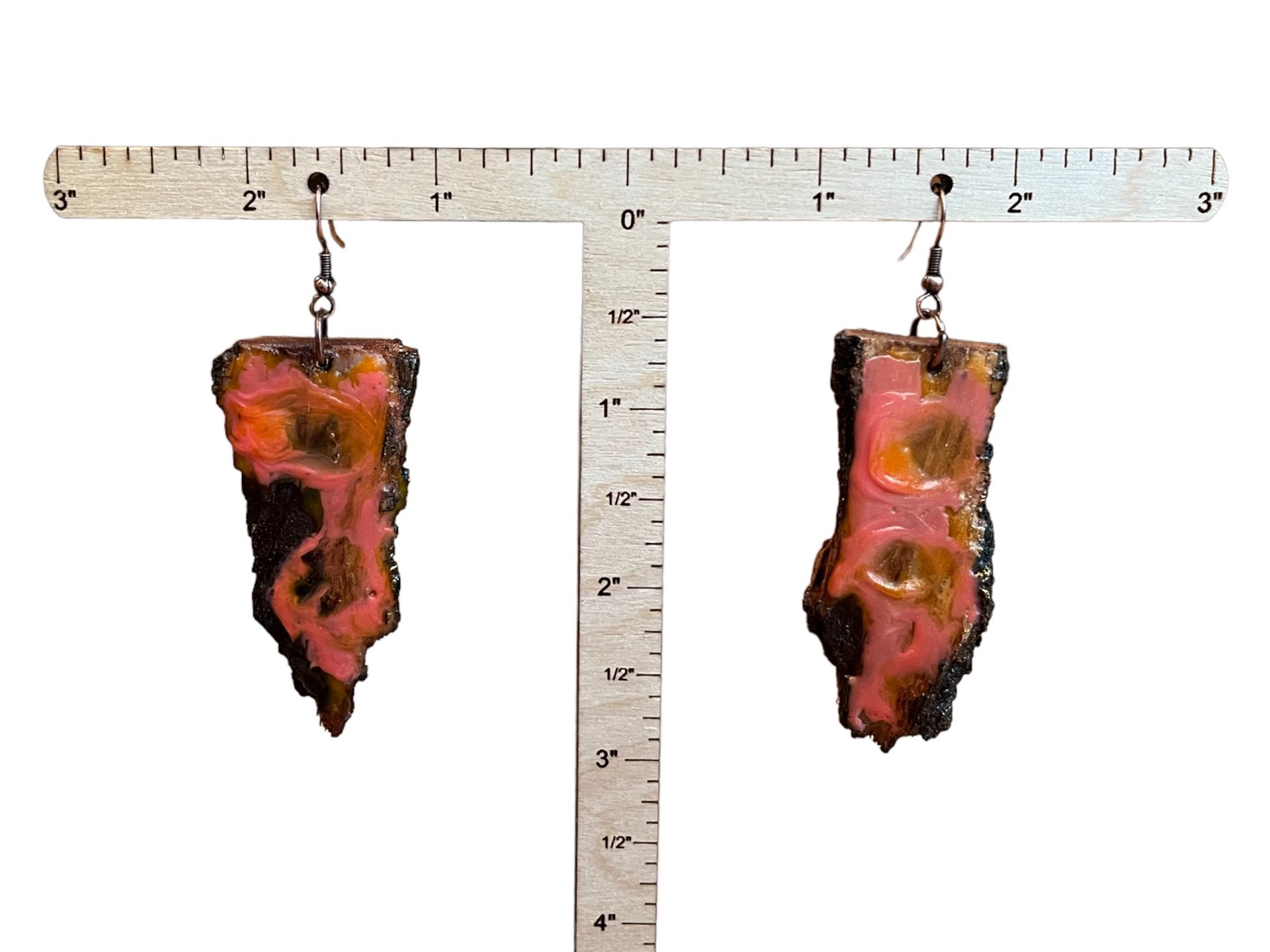 Pink & Orange Abstract Encaustic Earrings