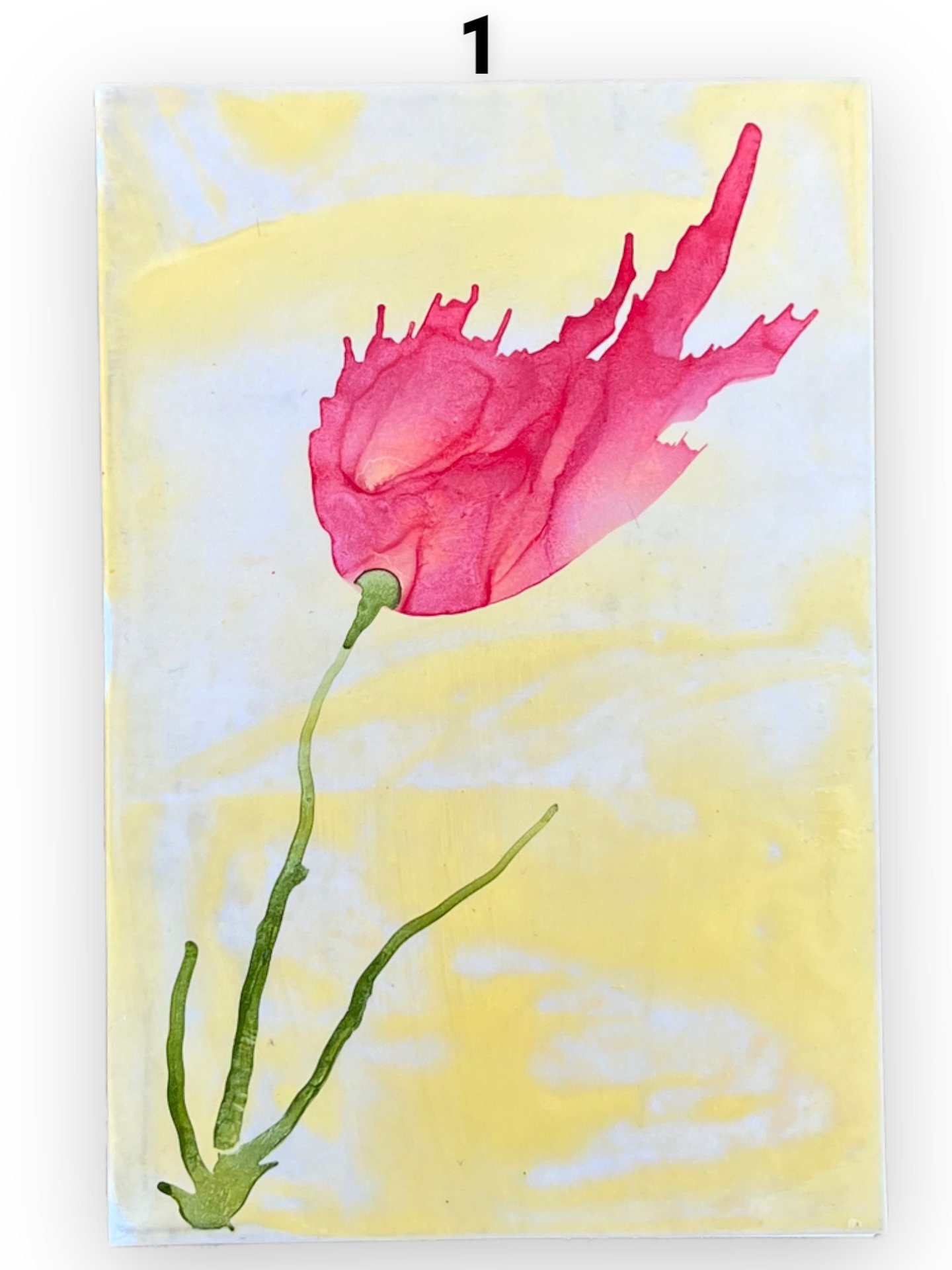Red Floral Blank Greeting Card