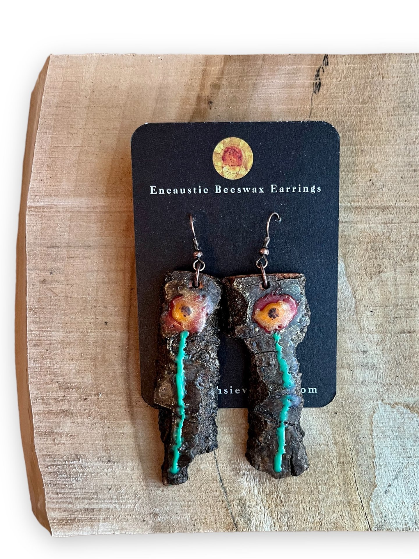 Abstract Poppy Encaustic Earrings