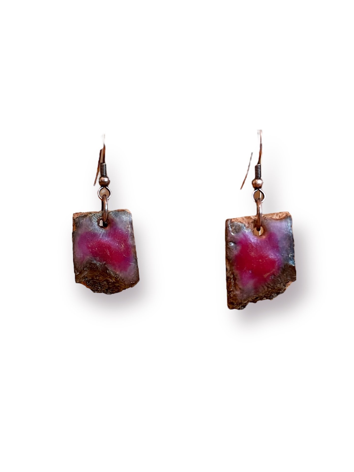 Abstract Pink Encaustic Earrings