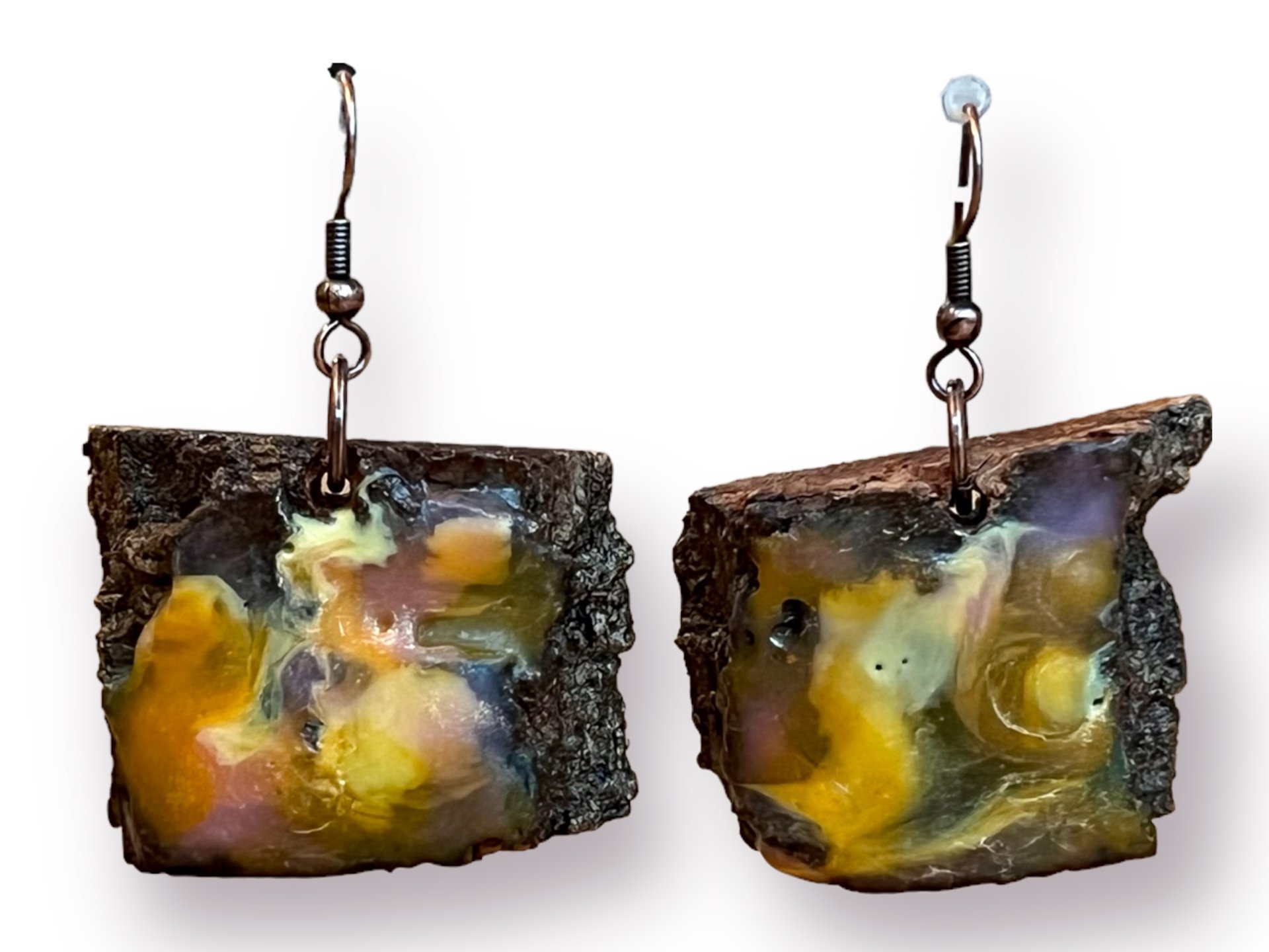 Abstract Yellow Encaustic Earrings