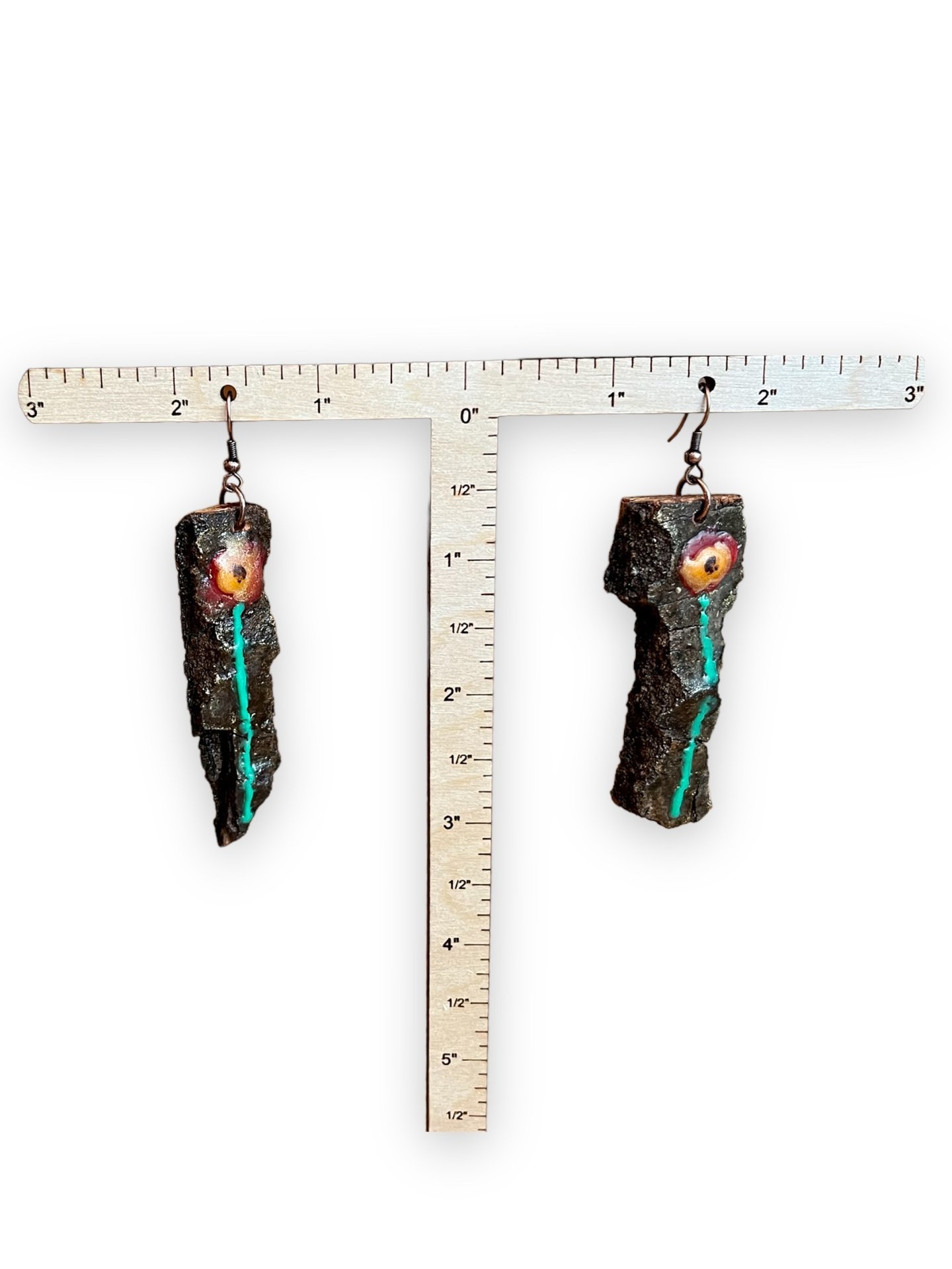 Abstract Poppy Encaustic Earrings