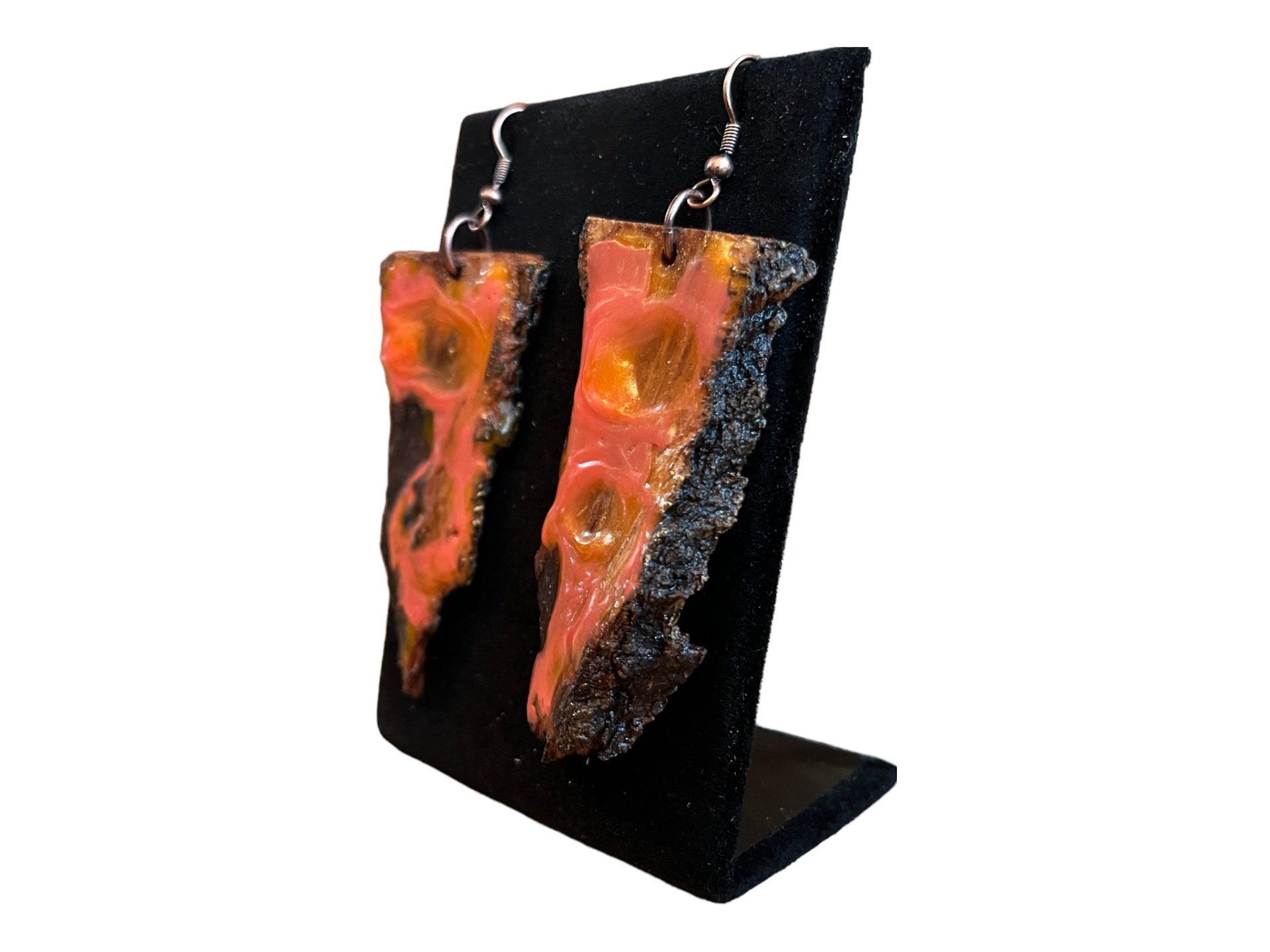 Pink & Orange Abstract Encaustic Earrings