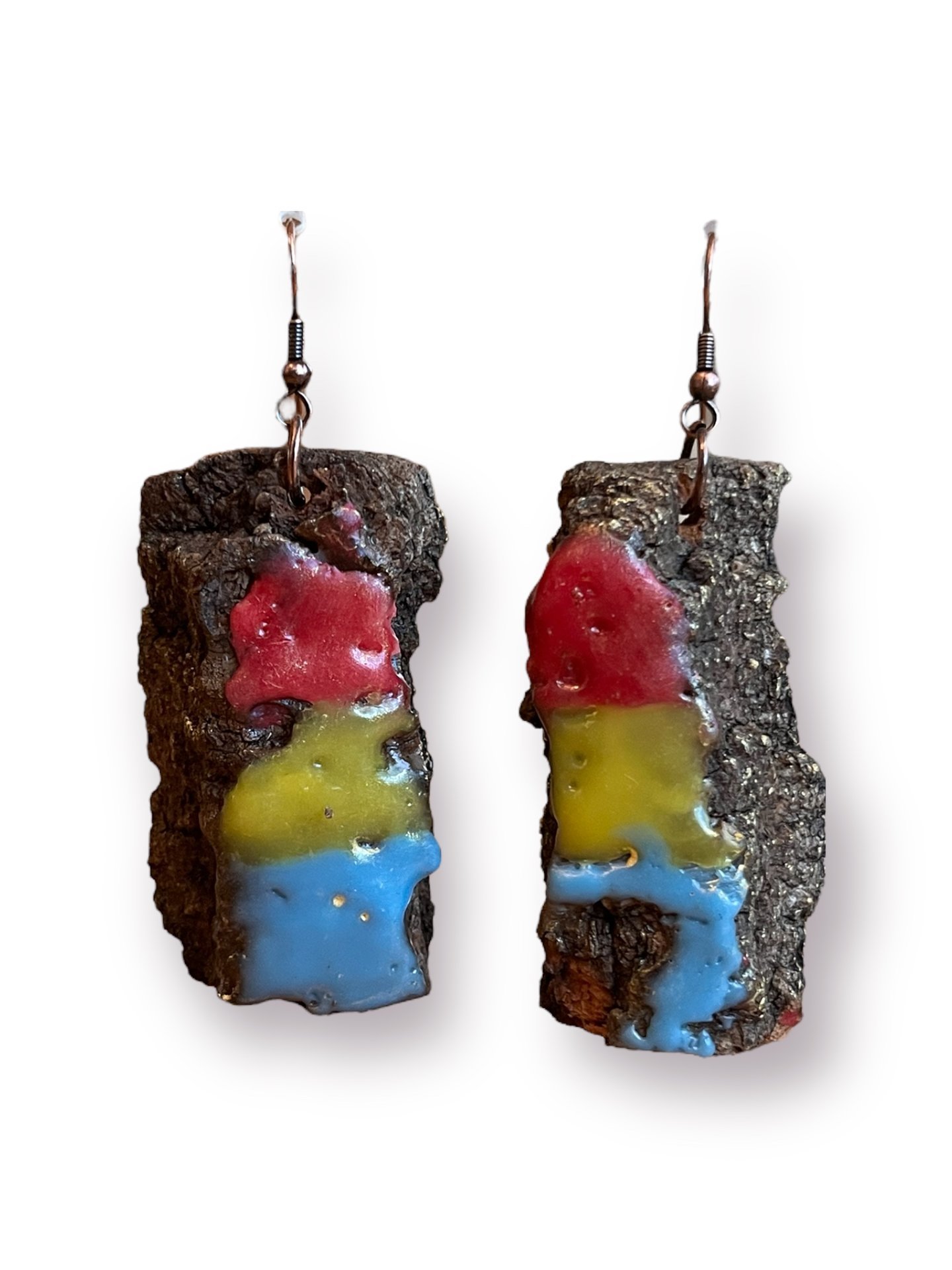 Pansexual Pride Encaustic Earrings