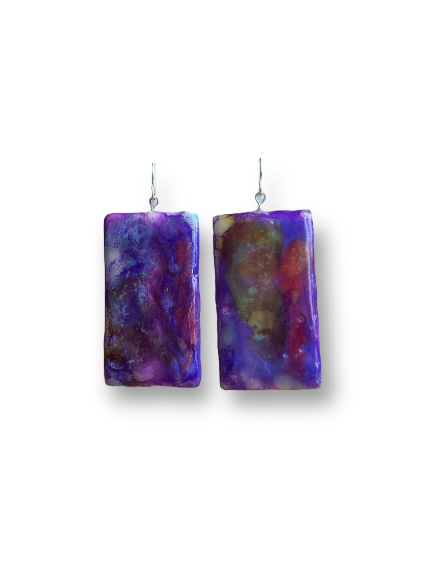 Purple Abstract Encaustic Earrings
