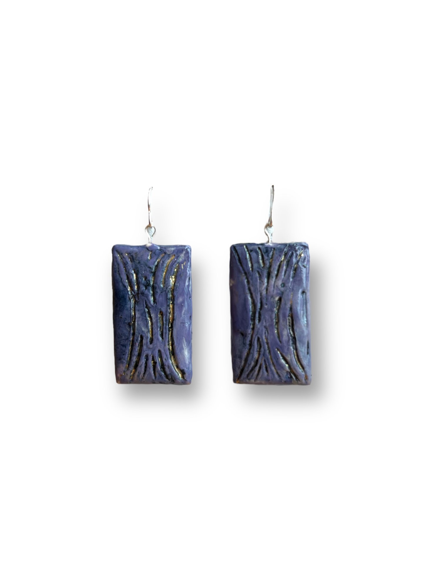 Purple and Gold Abstract Encaustic Earrings