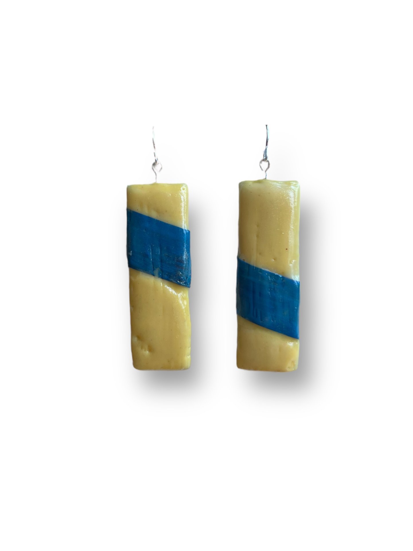 Yellow and Blue Encaustic Earrings