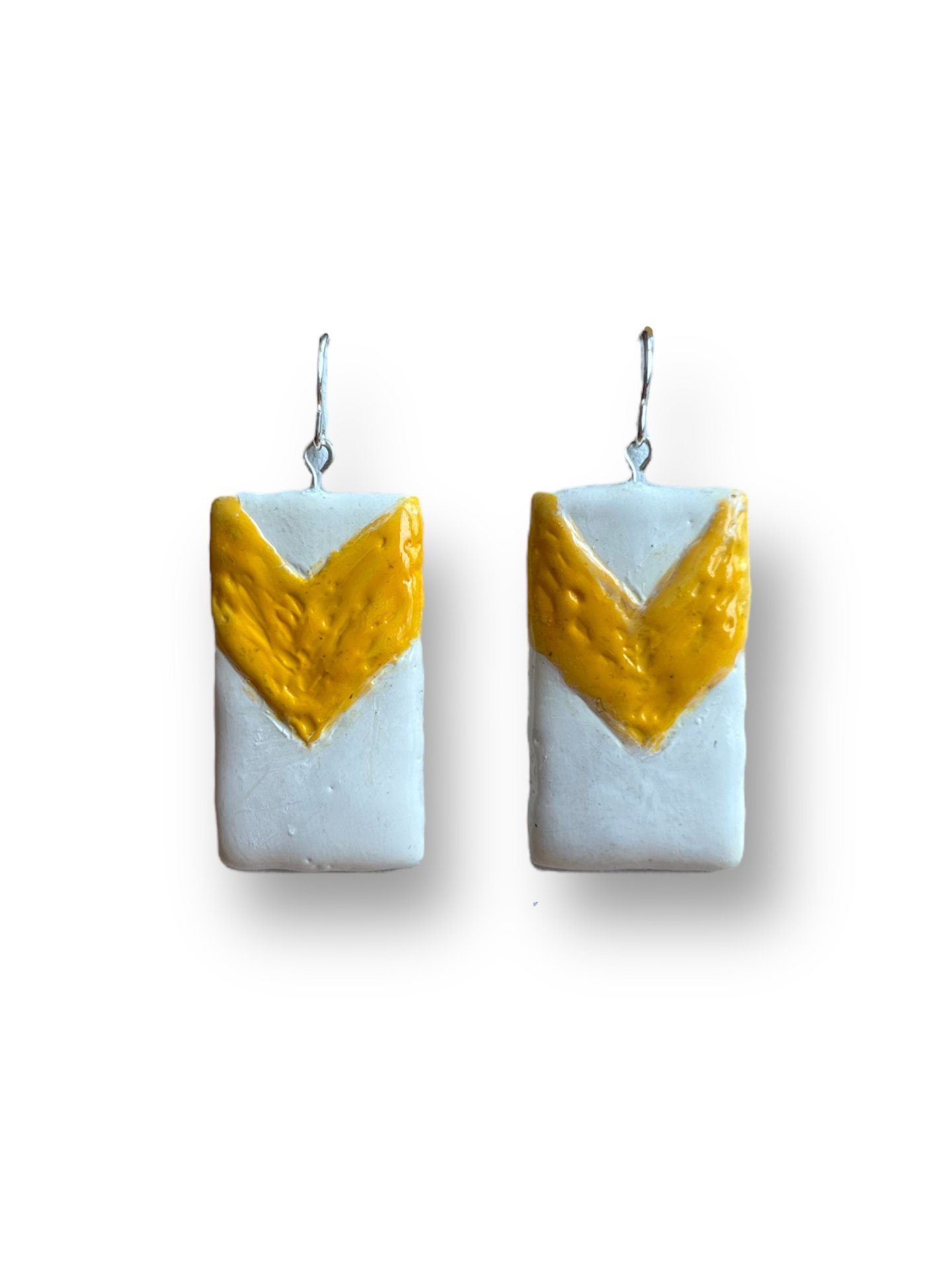 Orange Chevron Encaustic Earrings