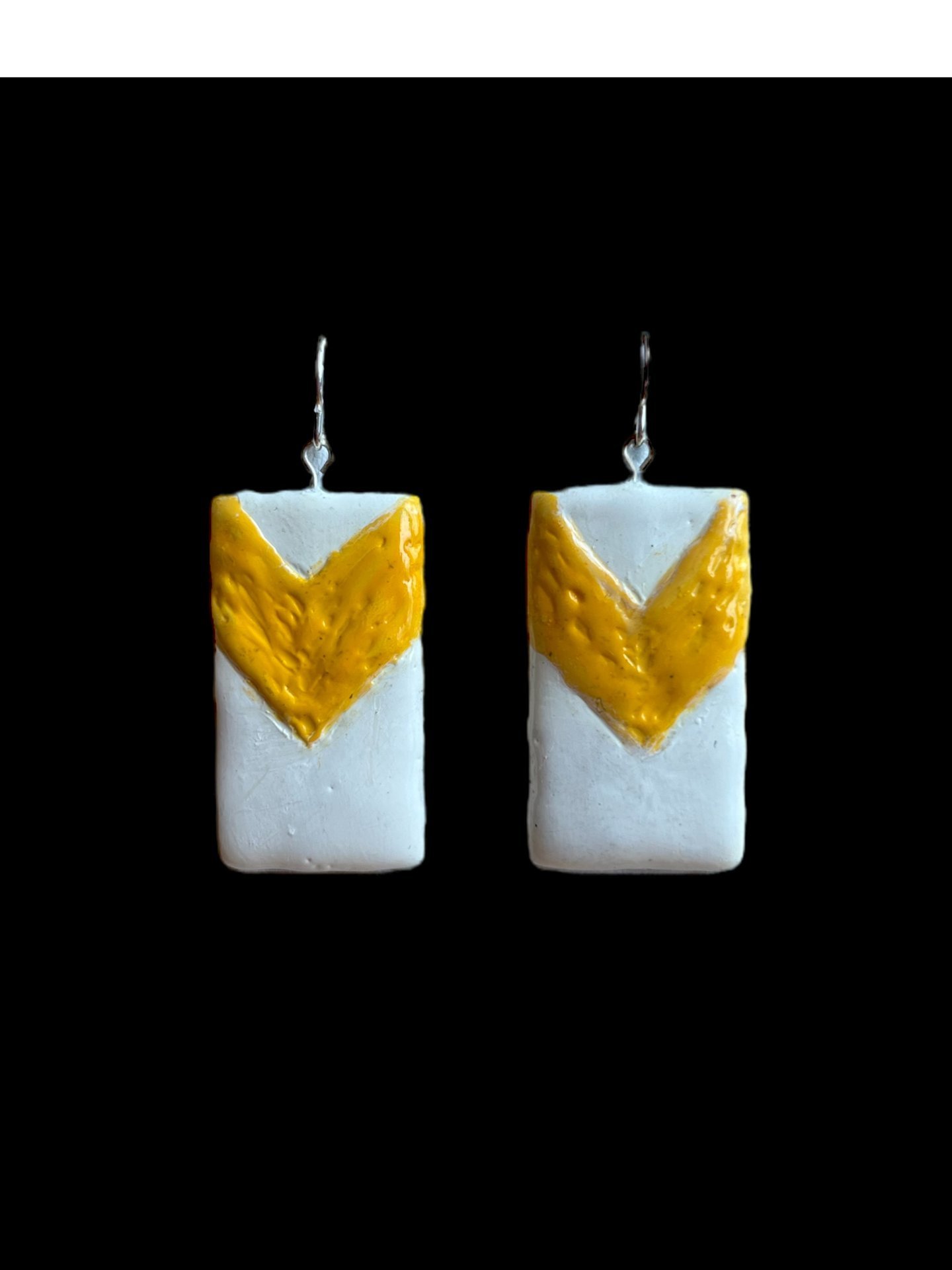 Orange Chevron Encaustic Earrings