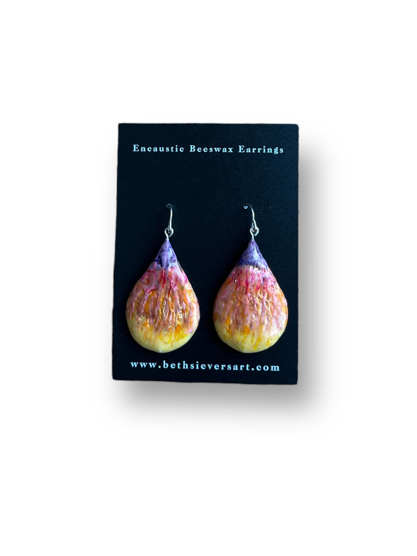 Abstract Teardrop Shaped Encaustic Earrings