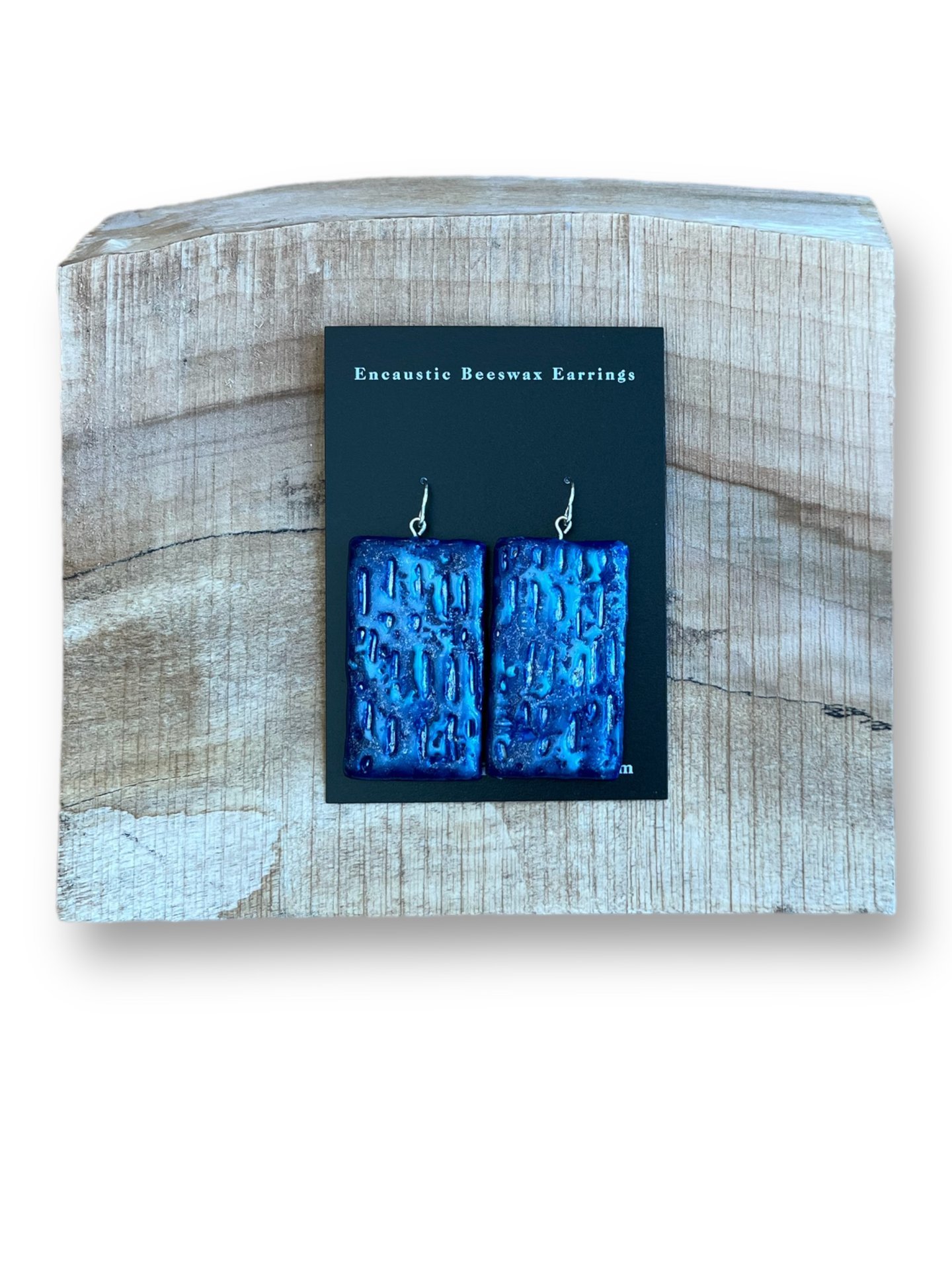 Blue Textured Abstract Encaustic Earrings