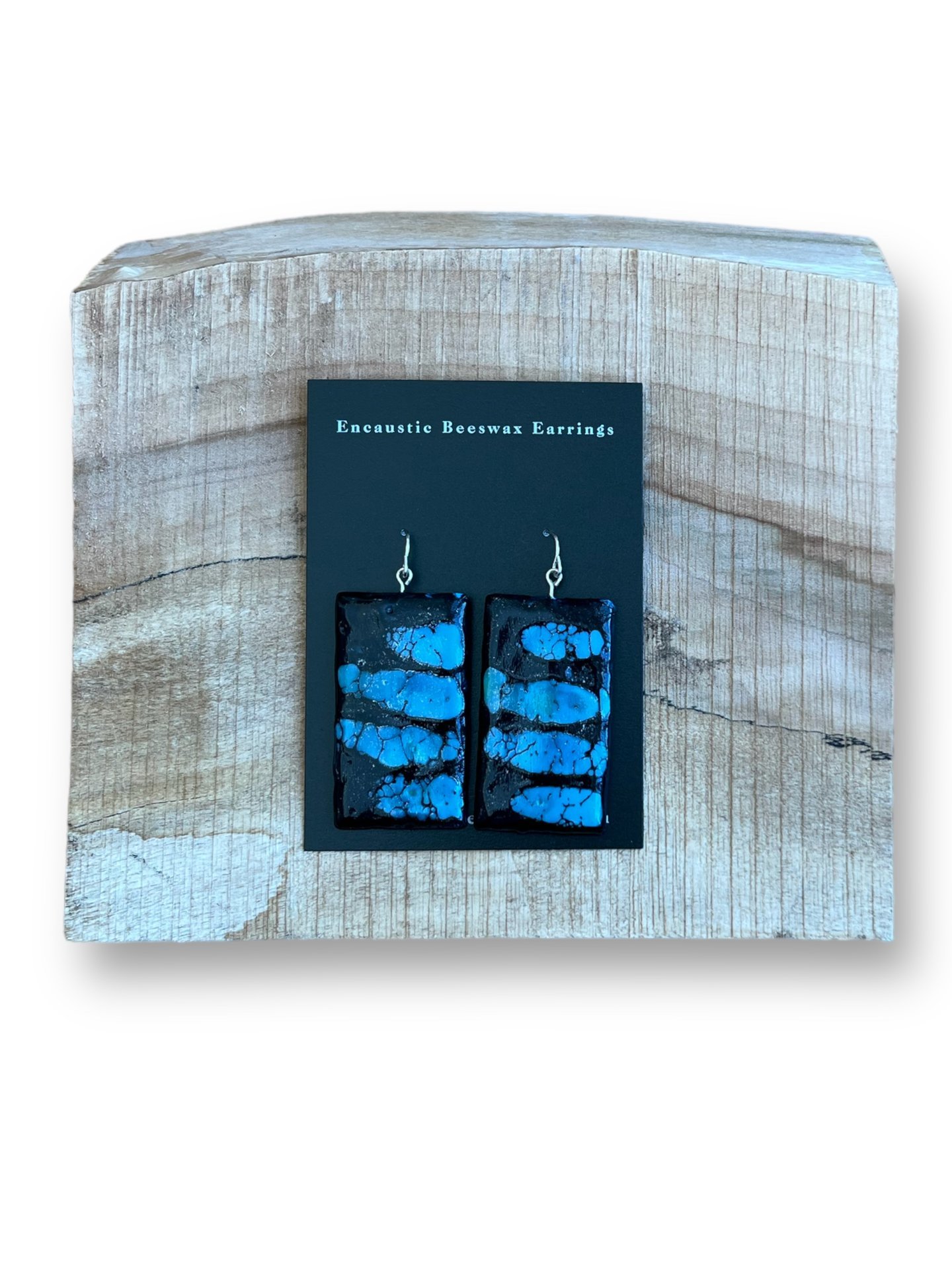 Black and Blue Abstract Encaustic Earrings