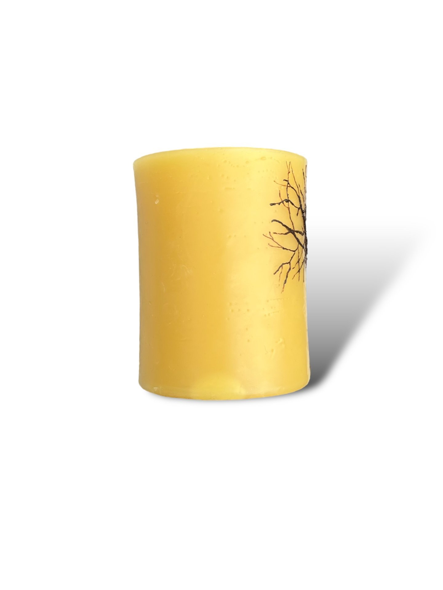 Beeswax Candle with a Brown Encaustic Tree