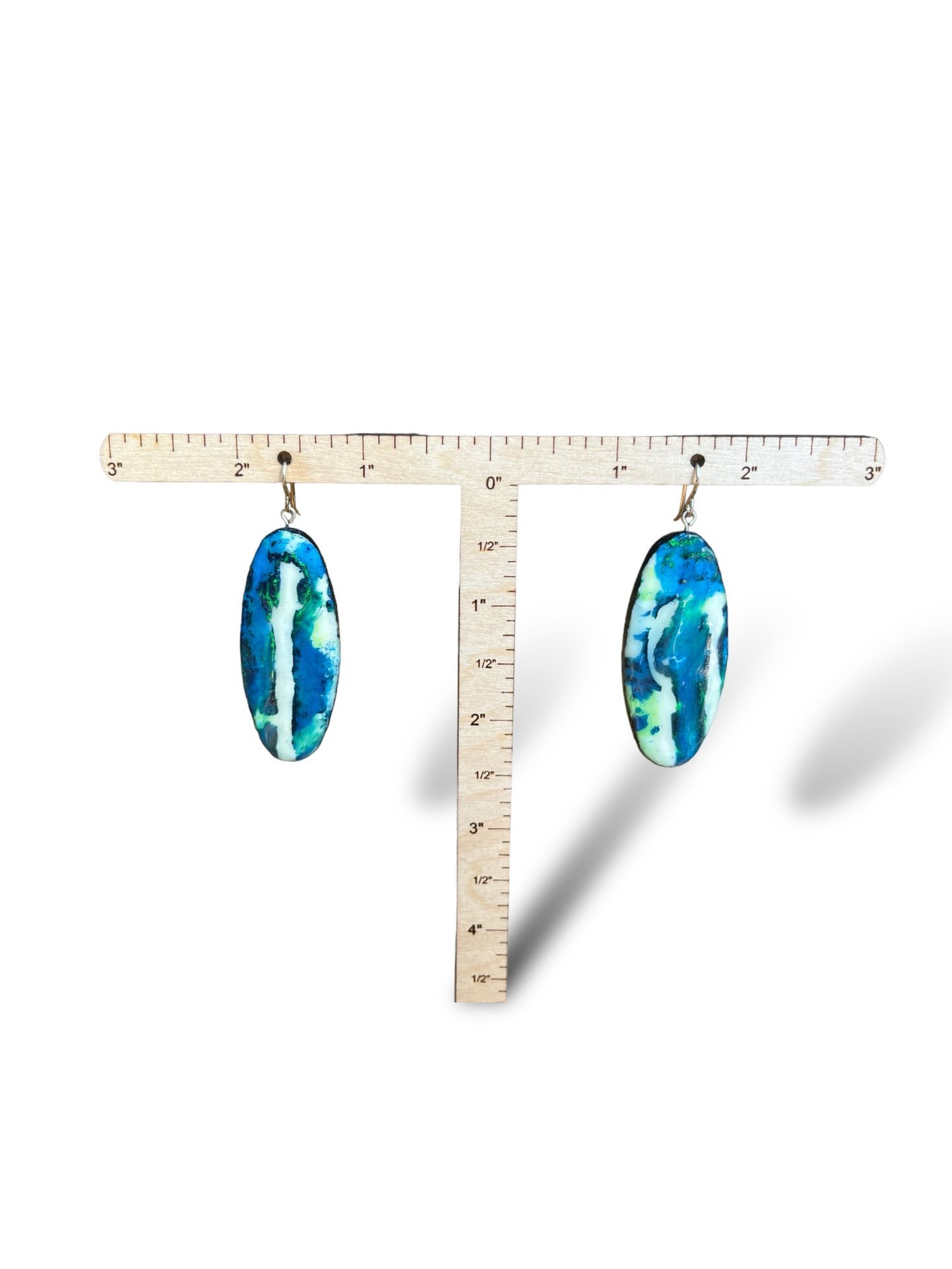 Blue Abstract Encaustic Earrings 