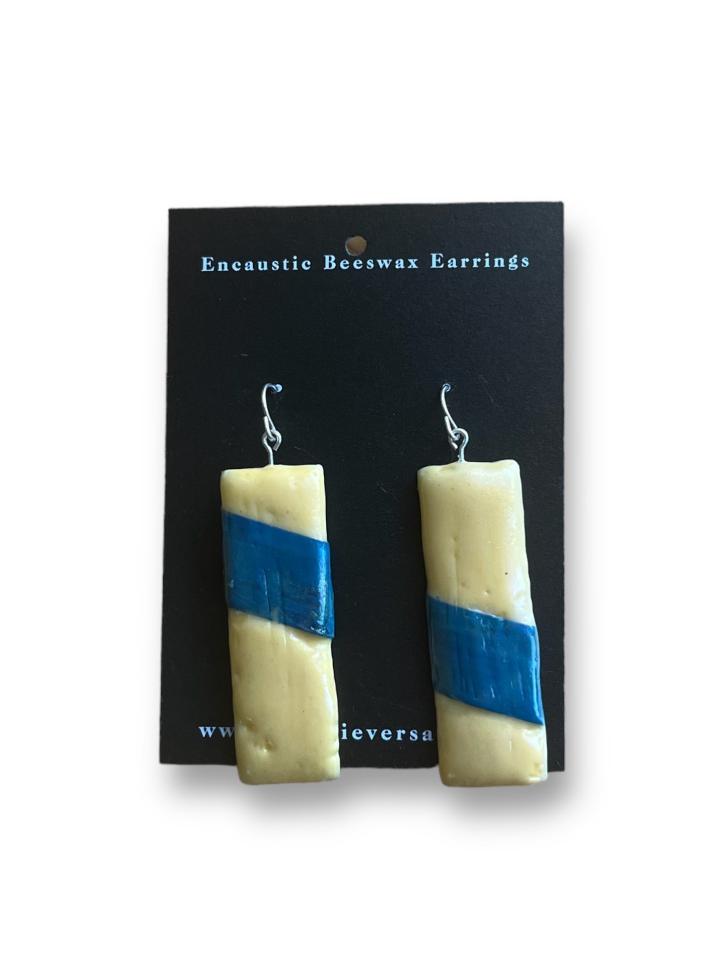 Yellow and Blue Encaustic Earrings