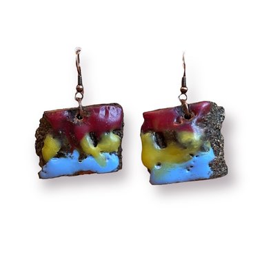 Pansexual Pride Encaustic Earrings