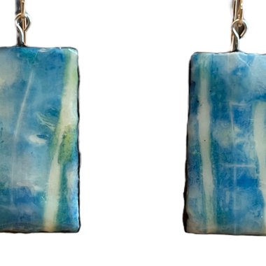 Blue Encaustic Earrings