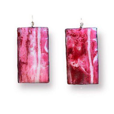 Pink Abstract Encaustic Earrings