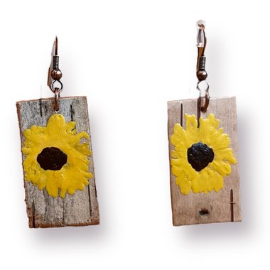 Abstract Sunflowers on Birch Bark