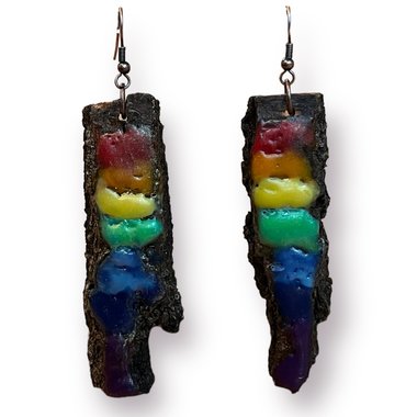 Rainbow Pride Encaustic Earrings
