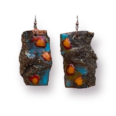 Six abstract Flowers Encaustic Earrings