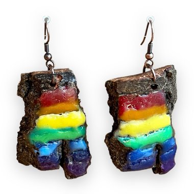 Rainbow Pride Encaustic Earrings