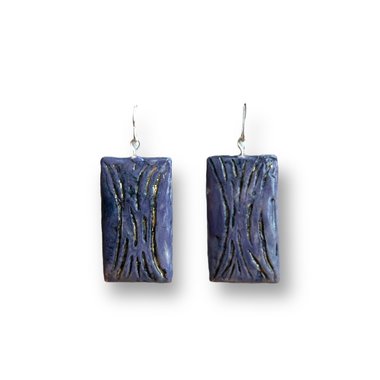 Purple and Gold Abstract Encaustic Earrings