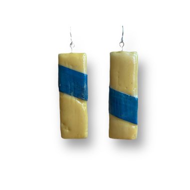 Yellow and Blue Encaustic Earrings