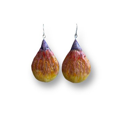 Abstract Teardrop Shaped Encaustic Earrings