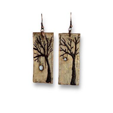 Trees on Birch Bark Earrings