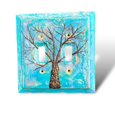 Double Switch Plate Cover in Blue