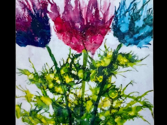 Abstract Three Flowers Printed Magnet